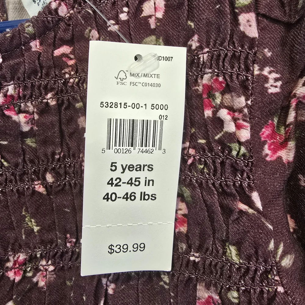 Gap long sleeve Floral smocked dress in a size 5.  New with tags.